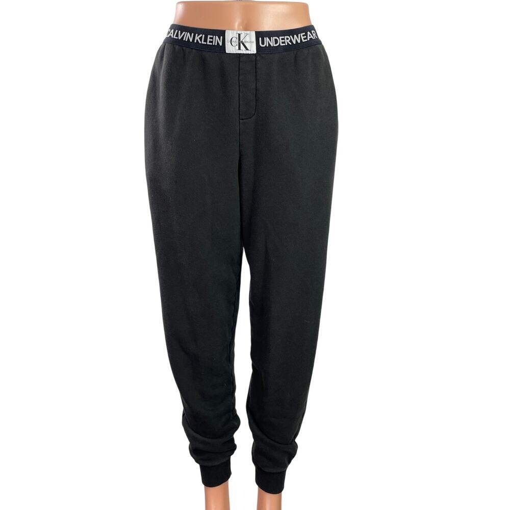 Calvin Klein Women's Black Monogram Lounge Sleepwear Trouser Jogger Pants Size S
